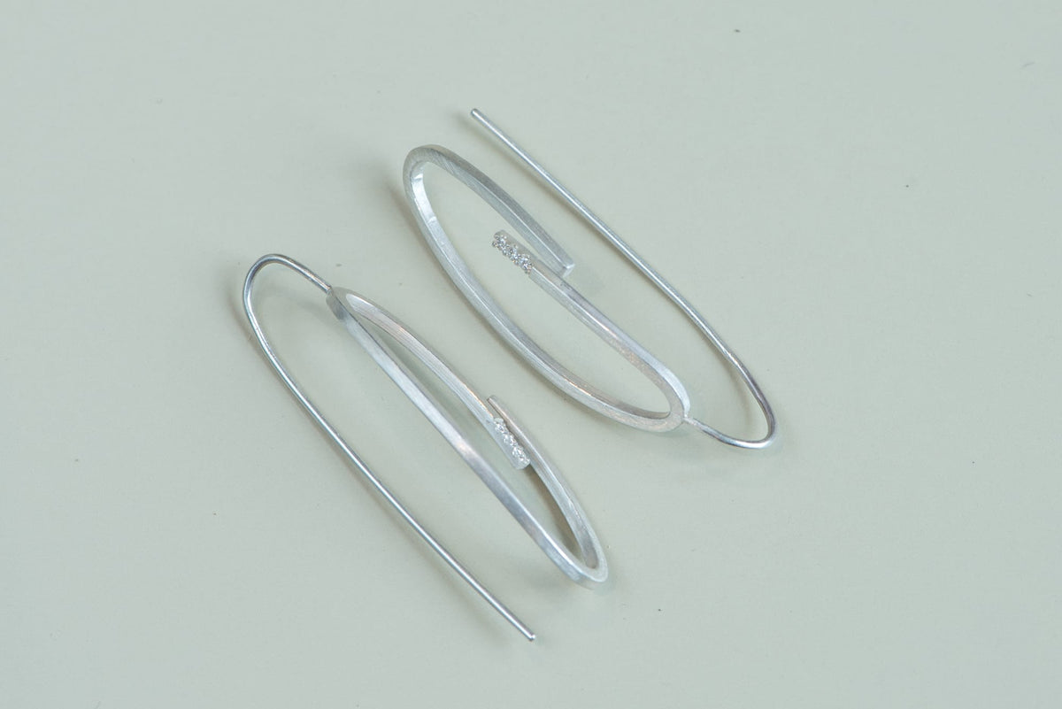 Sterling Silver and Diamond Hoop Earrings